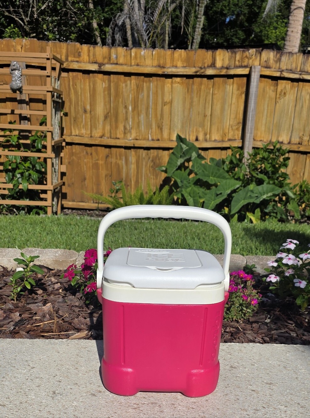 Vintage Magenta Pink Igloo Ice Cube 12 Quart 14 Can Plastic Insulated Cooler